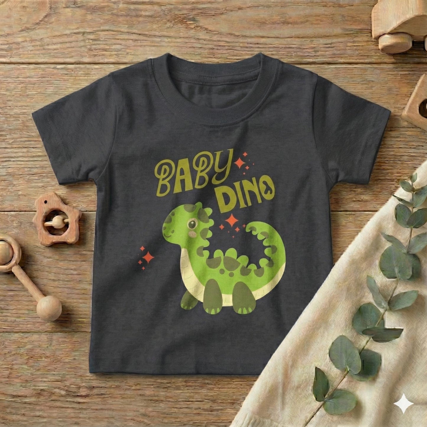 Baby Dino Toddler T-shirt | Cute Green Dinosaur Illustration | Cute Baby T-shirt