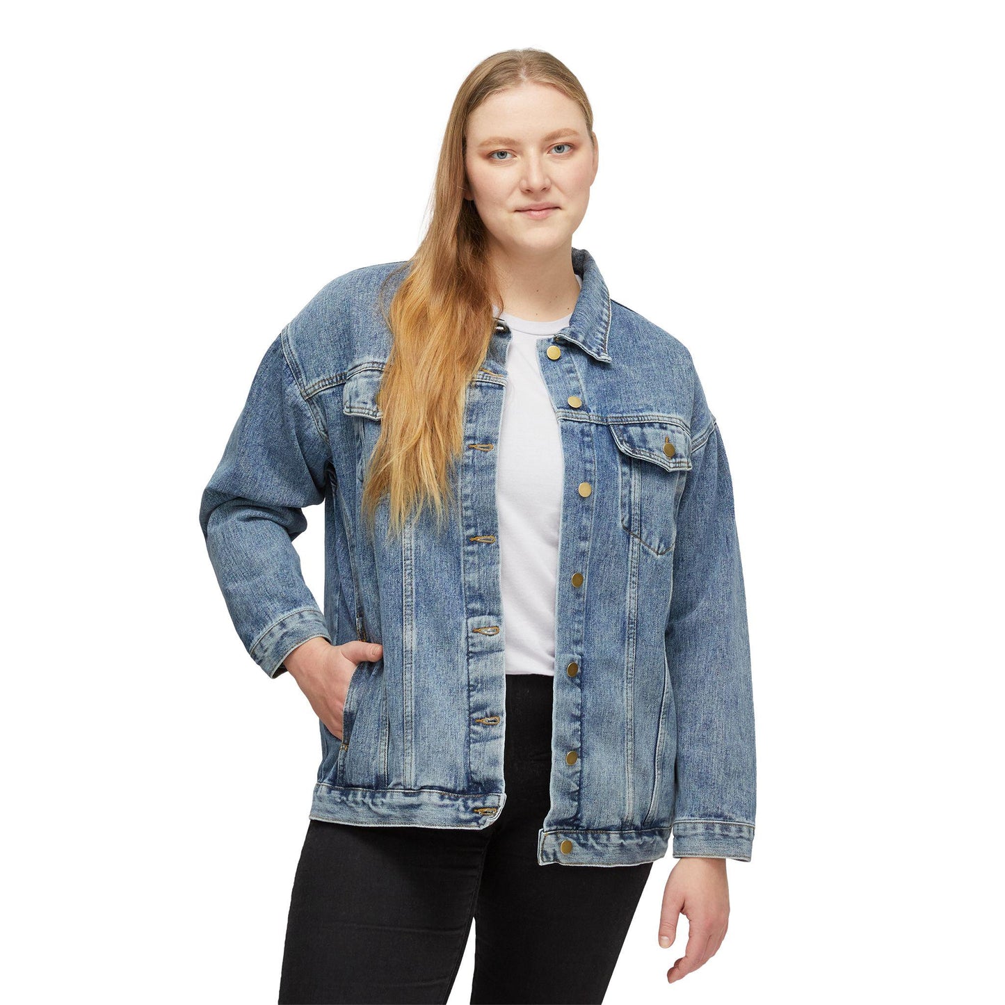 Retro 'LOVE' Graphic Denim Jacket | 70s Groovy Back Patch