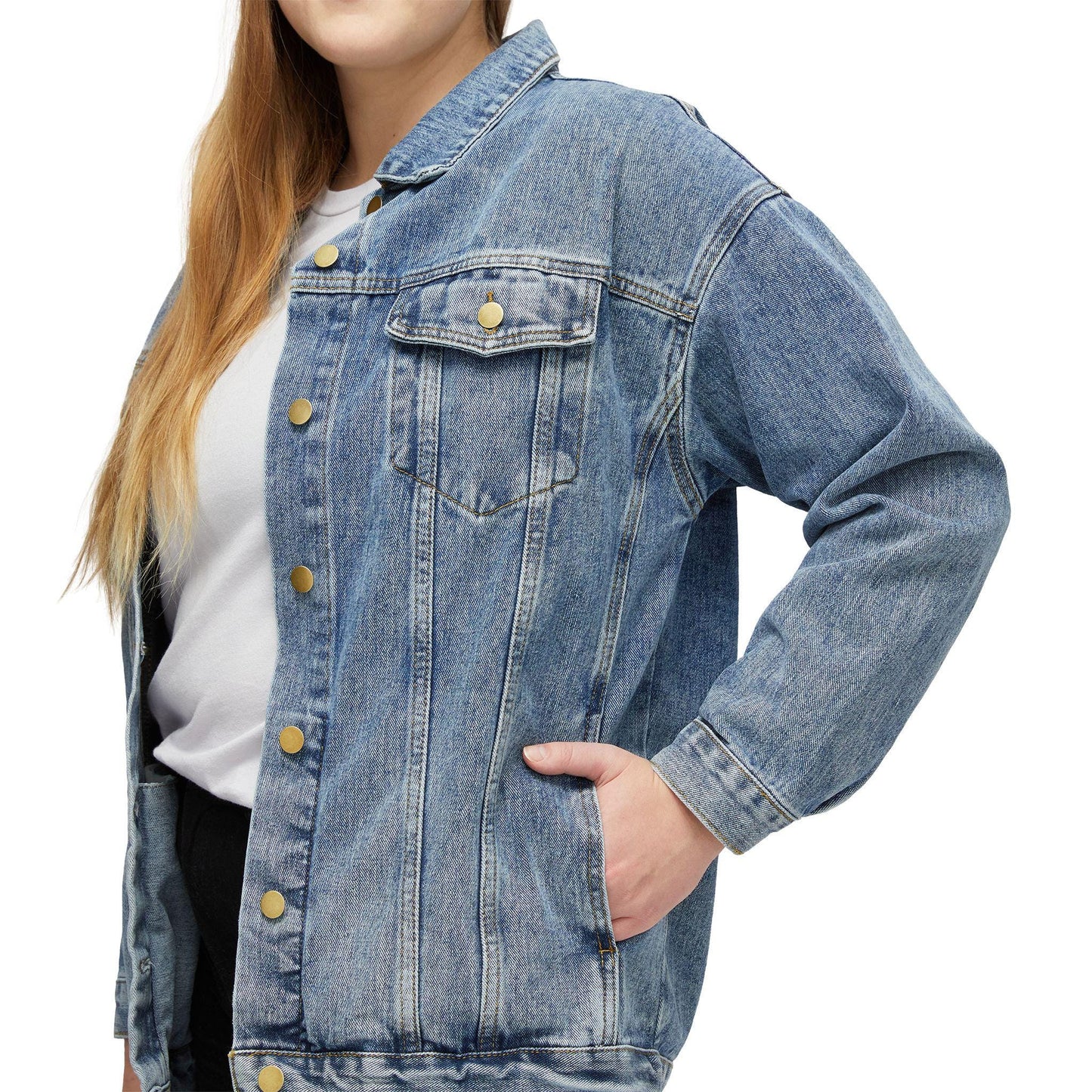 Retro 'LOVE' Graphic Denim Jacket | 70s Groovy Back Patch