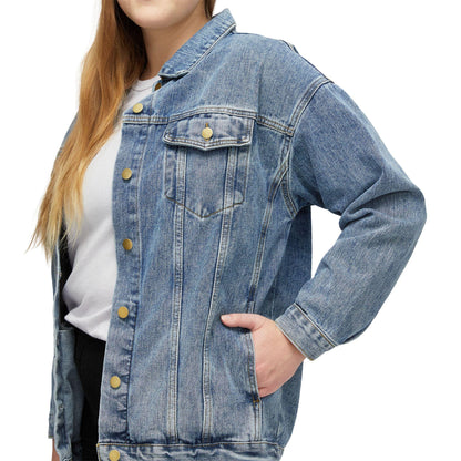 Retro 'LOVE' Graphic Denim Jacket | 70s Groovy Back Patch