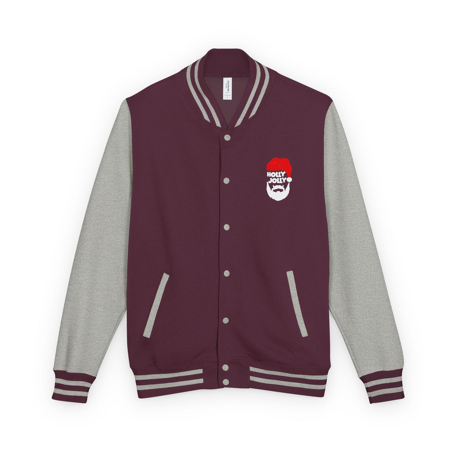 Holly Jolly Santa Beard Varsity Jacket | Christmas Letterman