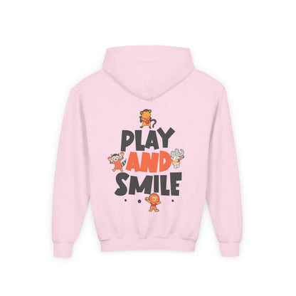 Kids Animal Hoodie | Play and Smile Graphic, Youth Fleece