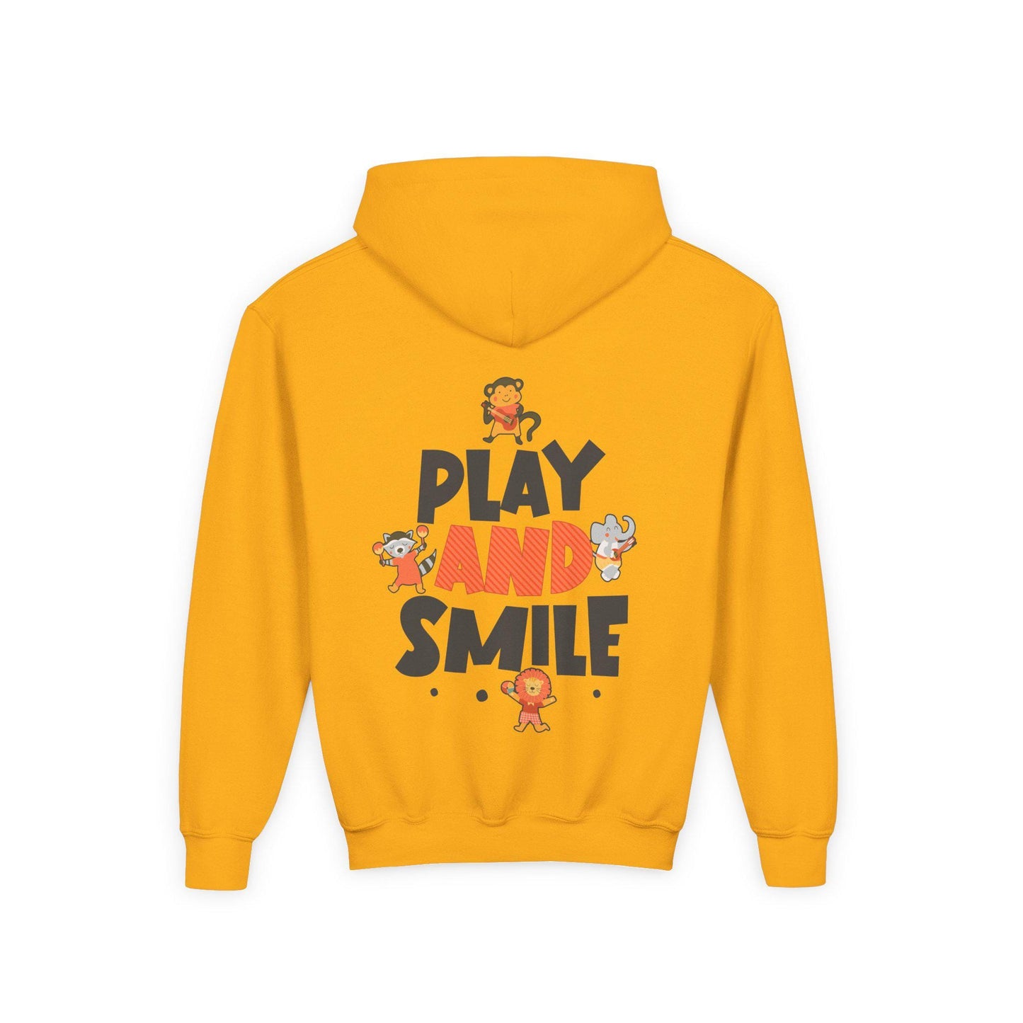 Kids Animal Hoodie | Play and Smile Graphic, Youth Fleece