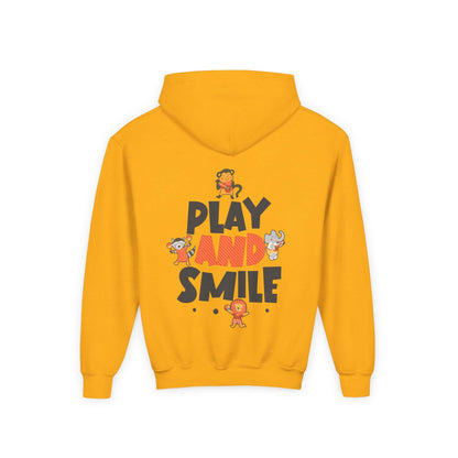Kids Animal Hoodie | Play and Smile Graphic, Youth Fleece
