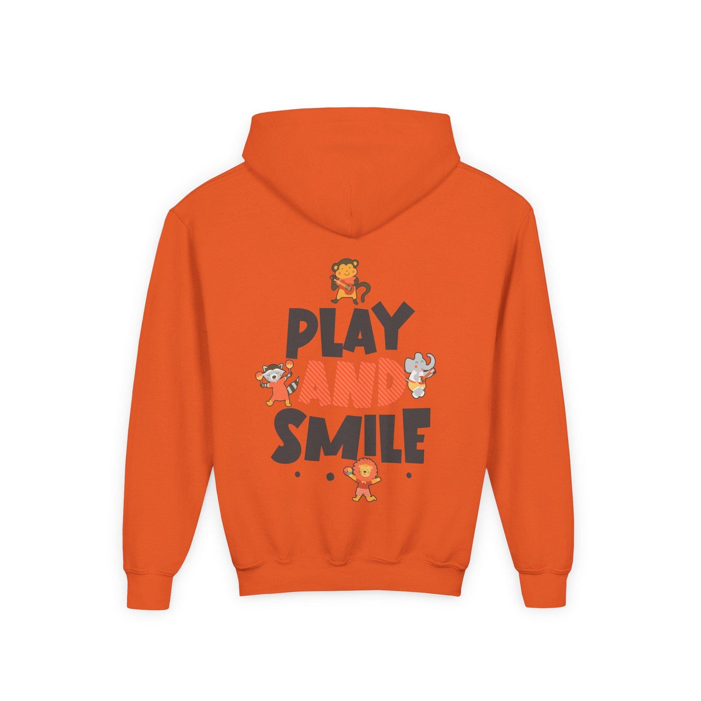 Kids Animal Hoodie | Play and Smile Graphic, Youth Fleece
