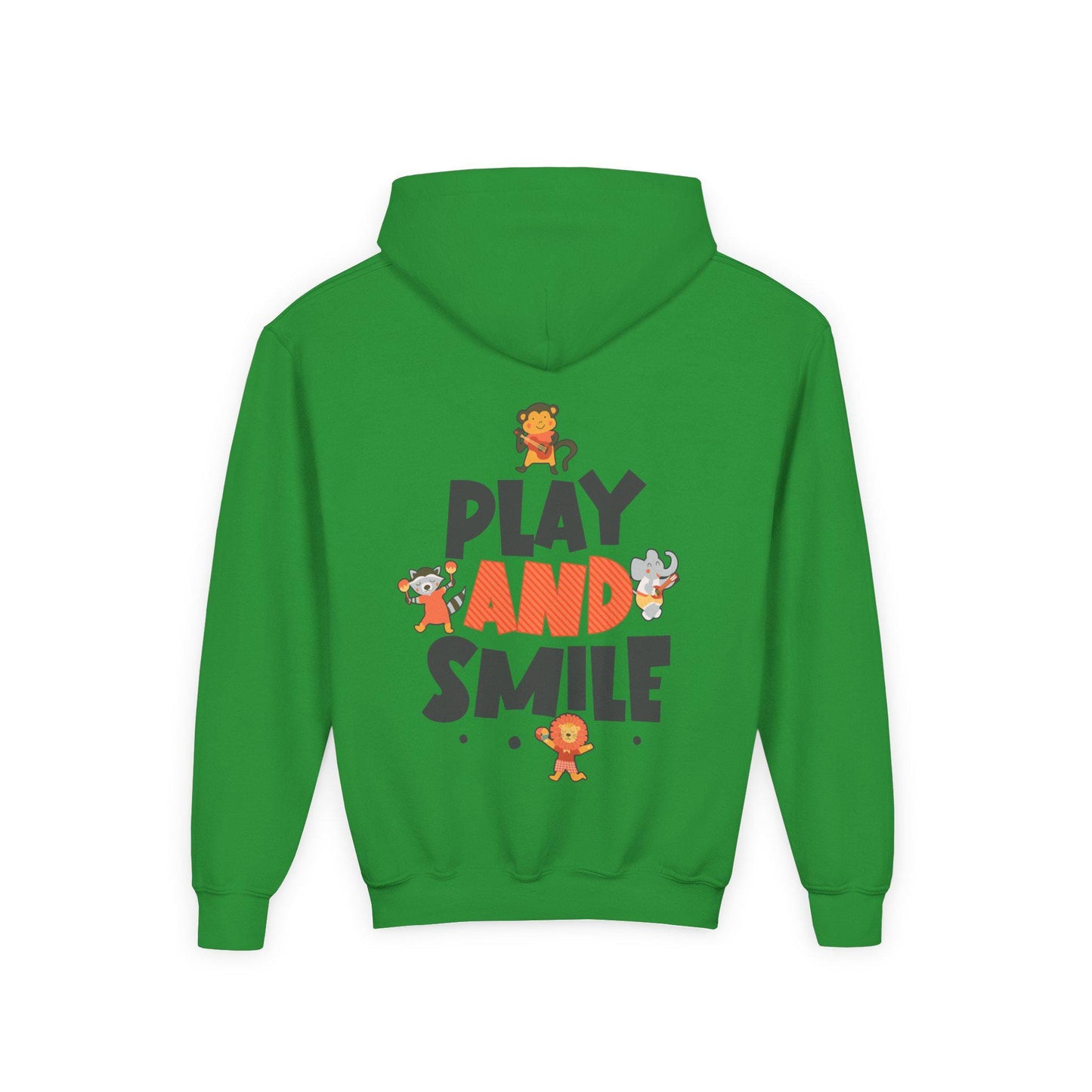 Kids Animal Hoodie | Play and Smile Graphic, Youth Fleece