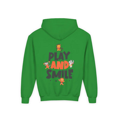 Kids Animal Hoodie | Play and Smile Graphic, Youth Fleece