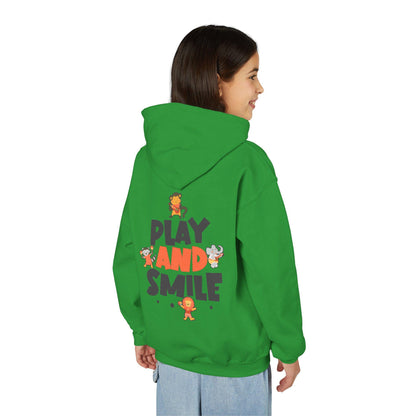 Kids Animal Hoodie | Play and Smile Graphic, Youth Fleece