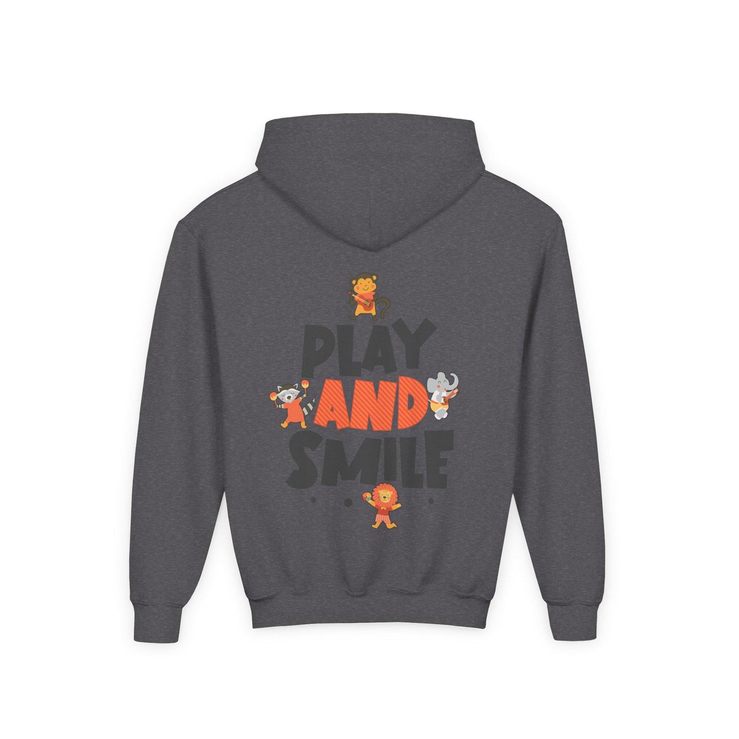 Kids Animal Hoodie | Play and Smile Graphic, Youth Fleece