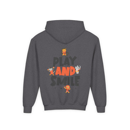 Kids Animal Hoodie | Play and Smile Graphic, Youth Fleece