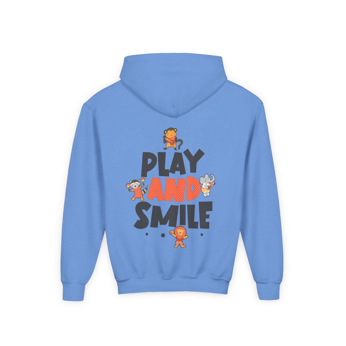 Kids Animal Hoodie | Play and Smile Graphic, Youth Fleece