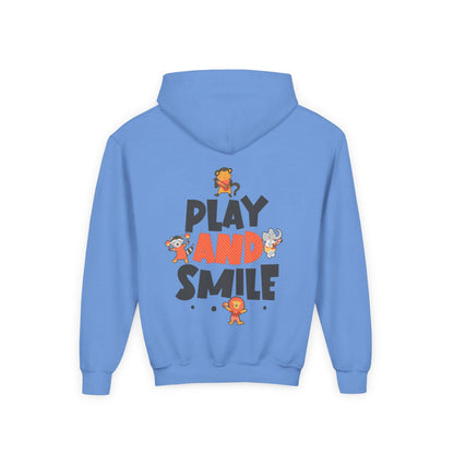 Kids Animal Hoodie | Play and Smile Graphic, Youth Fleece
