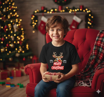 Kids Christmas Reindeer T-Shirt | Rudolph Holiday Tee