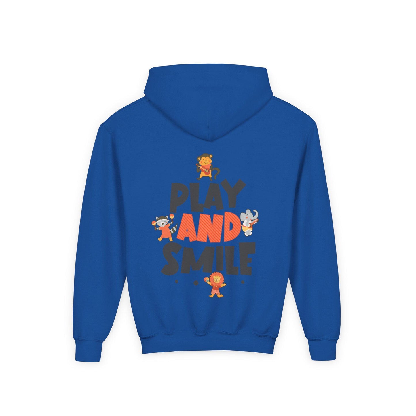 Kids Animal Hoodie | Play and Smile Graphic, Youth Fleece