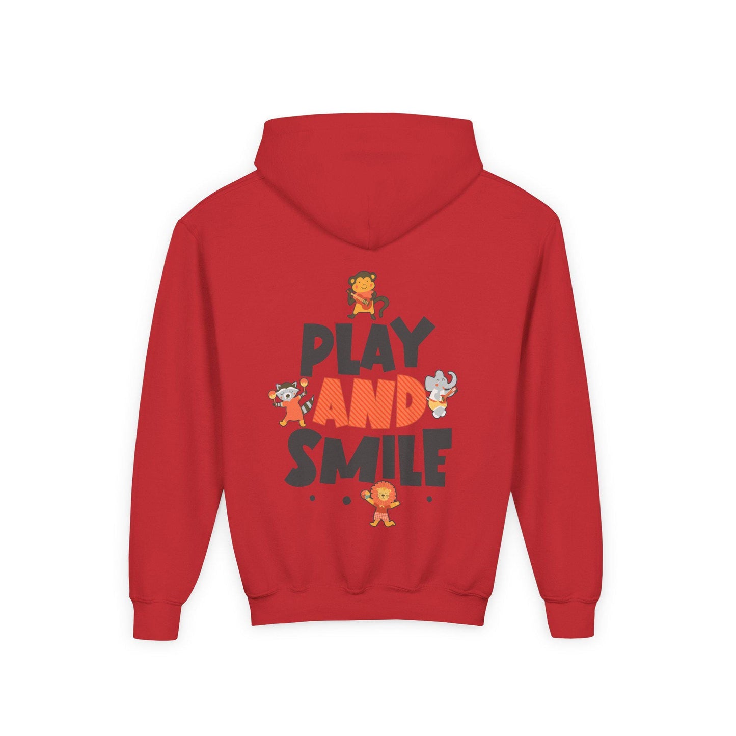 Kids Animal Hoodie | Play and Smile Graphic, Youth Fleece