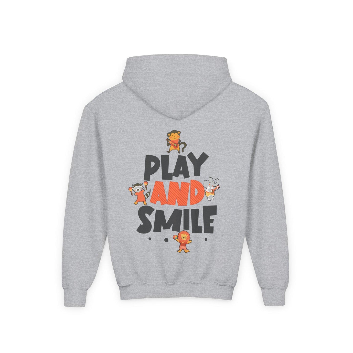 Kids Animal Hoodie | Play and Smile Graphic, Youth Fleece