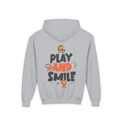 Kids Animal Hoodie | Play and Smile Graphic, Youth Fleece