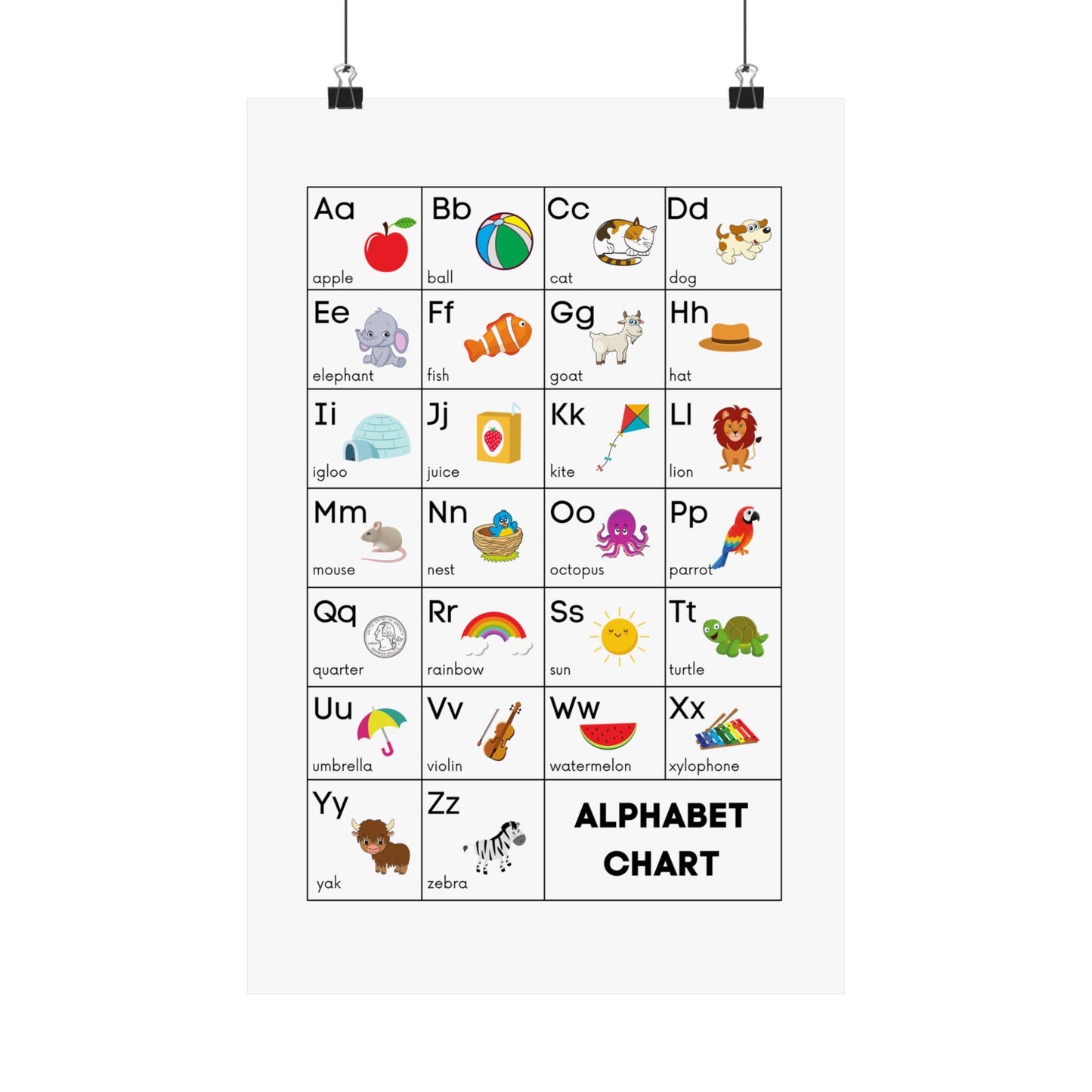 ABC Alphabet Chart | Kids Learning Poster, Nursery Wall Art