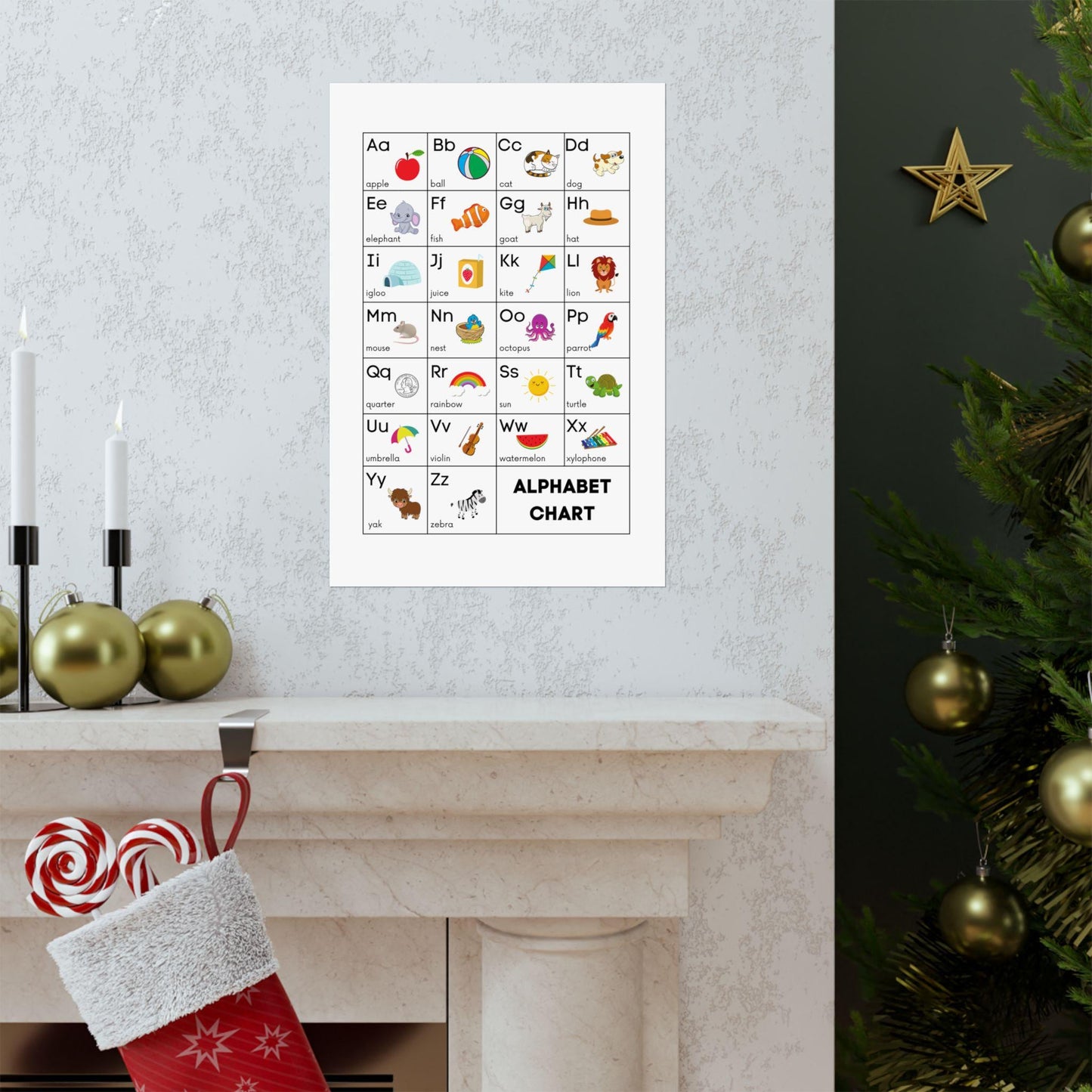 ABC Alphabet Chart | Kids Learning Poster, Nursery Wall Art