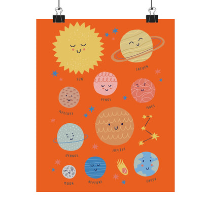 Kids Solar System Poster | Cute Planets Wall Art | Nursery Space Decor | Educational Printable for Toddlers