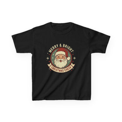 Vintage Santa Kids Shirt: Merry & Bright Retro Christmas Tee