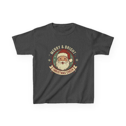 Vintage Santa Kids Shirt: Merry & Bright Retro Christmas Tee