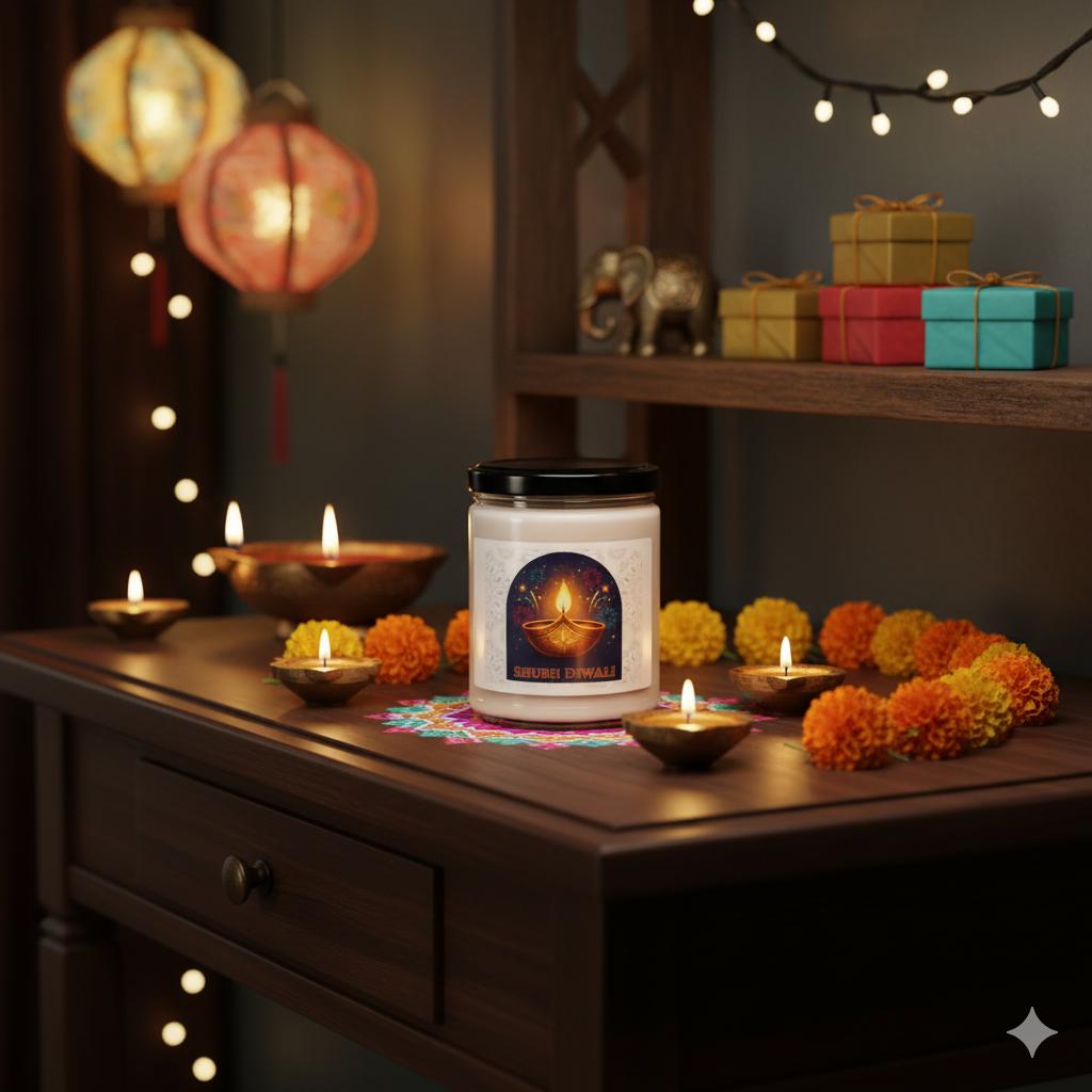 Scented Soy Candle for Diwali Celebration, Festive Home Decor, Relaxation Gift, Aromatherapy, Eco-Friendly Candle