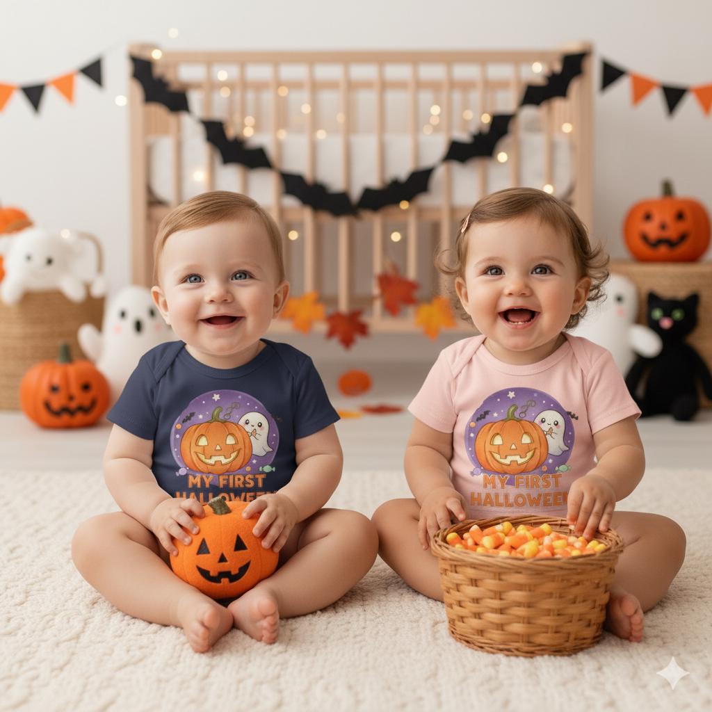 My First Halloween Organic Baby Bodysuit, Cute Baby Shower Gift, Infant Halloween Costume, Organic Cotton Creeper, Adorable Baby Outfit