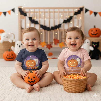 My First Halloween Organic Baby Bodysuit, Cute Baby Shower Gift, Infant Halloween Costume, Organic Cotton Creeper, Adorable Baby Outfit