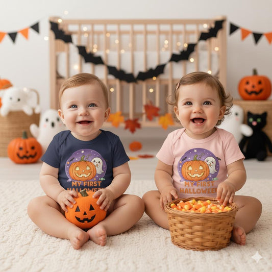 My First Halloween Organic Baby Bodysuit, Cute Baby Shower Gift, Infant Halloween Costume, Organic Cotton Creeper, Adorable Baby Outfit