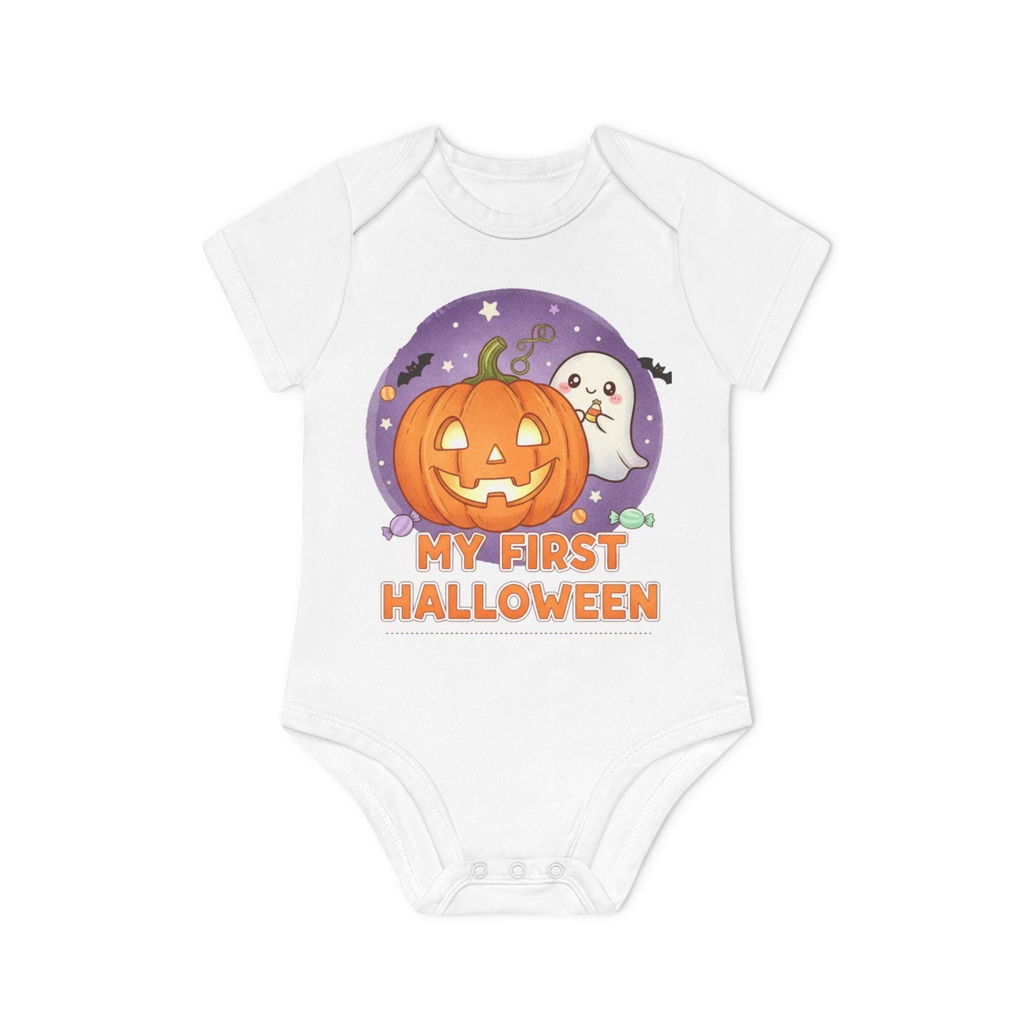 My First Halloween Organic Baby Bodysuit, Cute Baby Shower Gift, Infant Halloween Costume, Organic Cotton Creeper, Adorable Baby Outfit