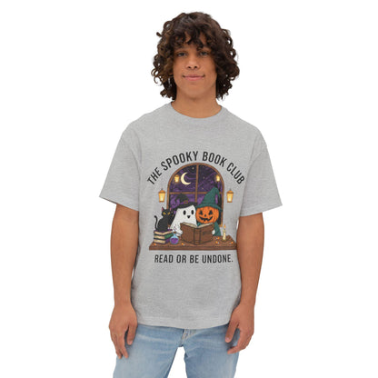 Spooky Book Club T-Shirt: Halloween Ghost, Pumpkin, Cat - Unisex Cotton Tee