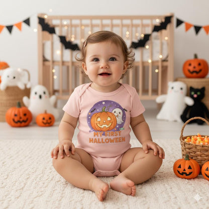 My First Halloween Organic Baby Bodysuit, Cute Baby Shower Gift, Infant Halloween Costume, Organic Cotton Creeper, Adorable Baby Outfit