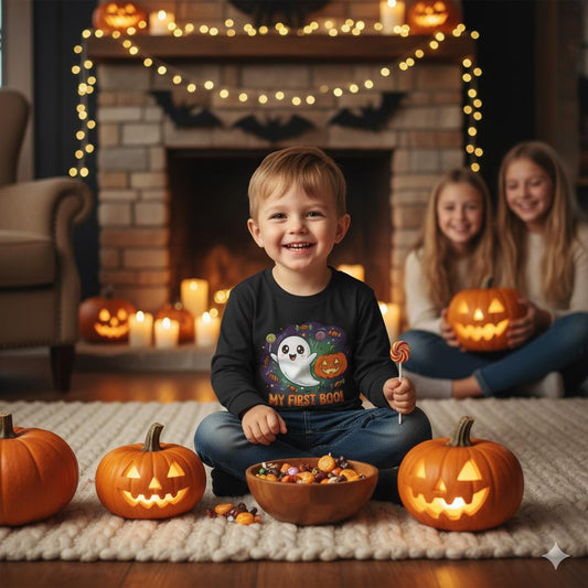 My First Boo Toddler Long Sleeve Tee, Cute Halloween Ghost Shirt