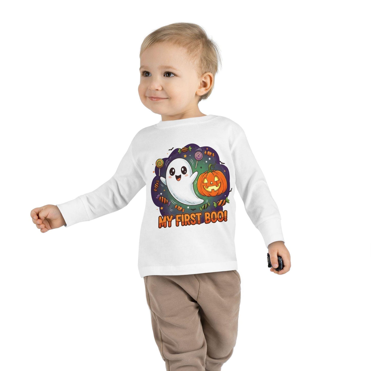 My First Boo Toddler Long Sleeve Tee, Cute Halloween Ghost Shirt