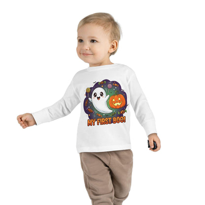 My First Boo Toddler Long Sleeve Tee, Cute Halloween Ghost Shirt