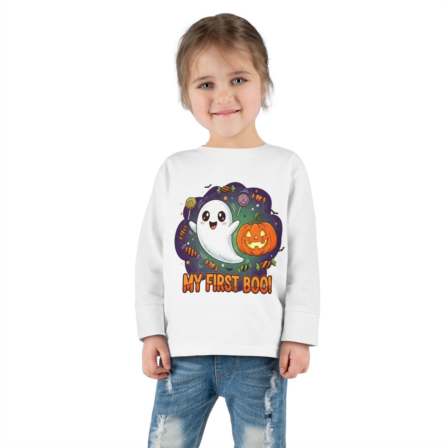 My First Boo Toddler Long Sleeve Tee, Cute Halloween Ghost Shirt