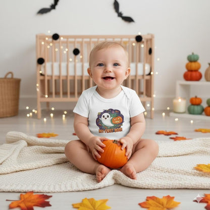Adorable Baby Halloween Bodysuit – My First Boo, Ghost & Pumpkin Design