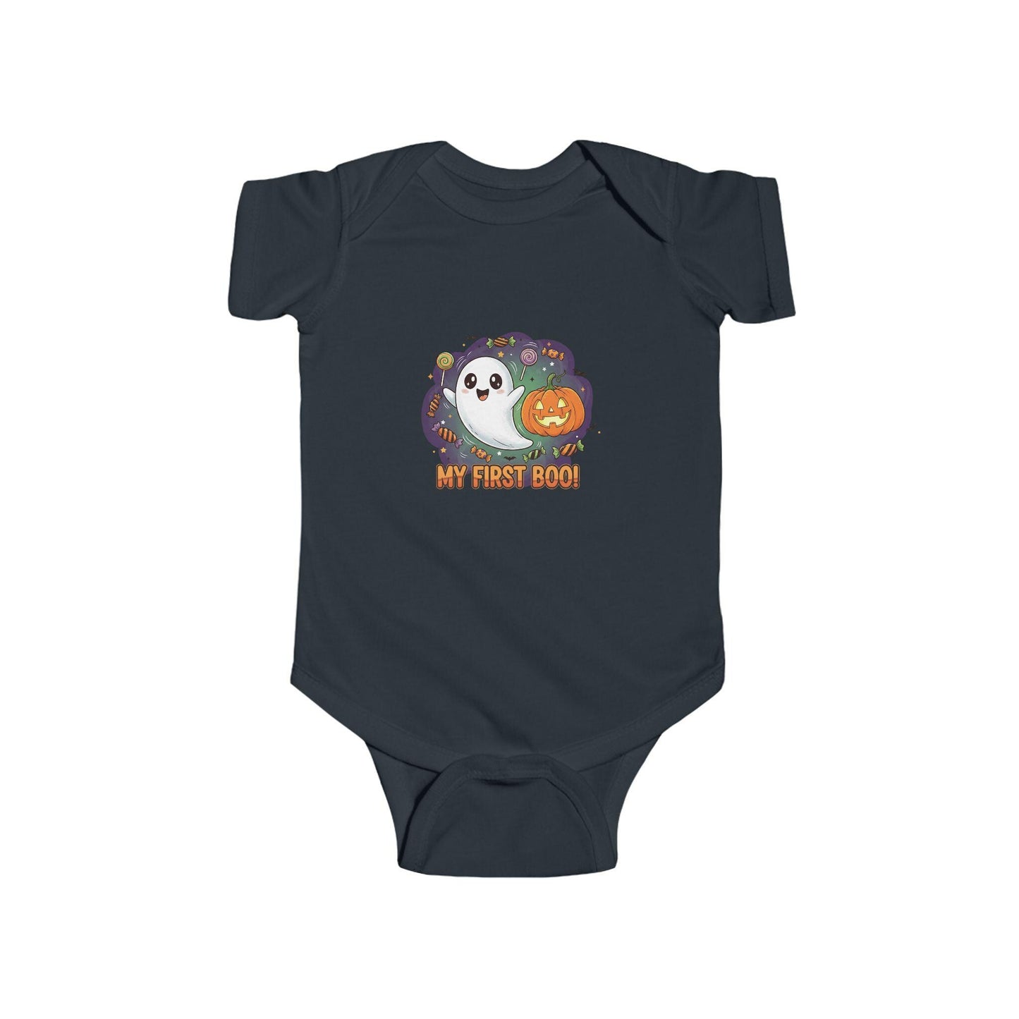 Adorable Baby Halloween Bodysuit – My First Boo, Ghost & Pumpkin Design