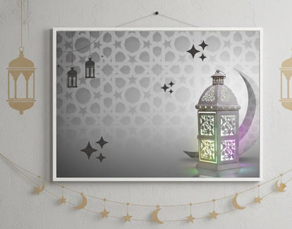 Ramadan Lantern Canvas | Islamic Crescent Moon Wall Art