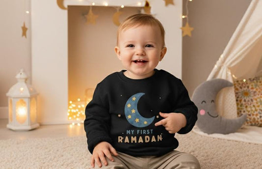 My First Ramadan toddler sweatshirt | Crescent Moon Stars Kids Ramadan Shirt