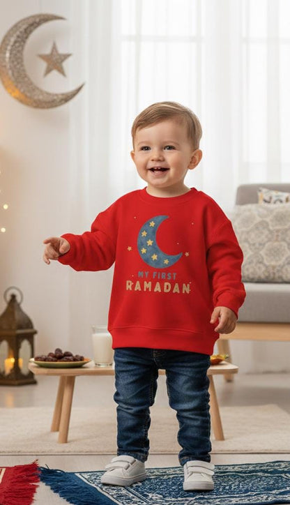 My First Ramadan toddler sweatshirt | Crescent Moon Stars Kids Ramadan Shirt