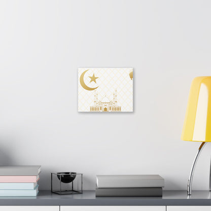 Gold Crescent Mosque Canvas | Stretched Canvas Wall Art, Islamic Decor | Ramadan Special canvas
