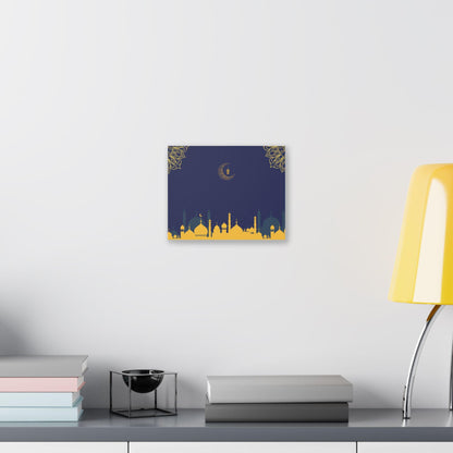 Islamic Crescent Mosque Skyline Classic Stretched Canvas | Ramadan Eid Wall Art