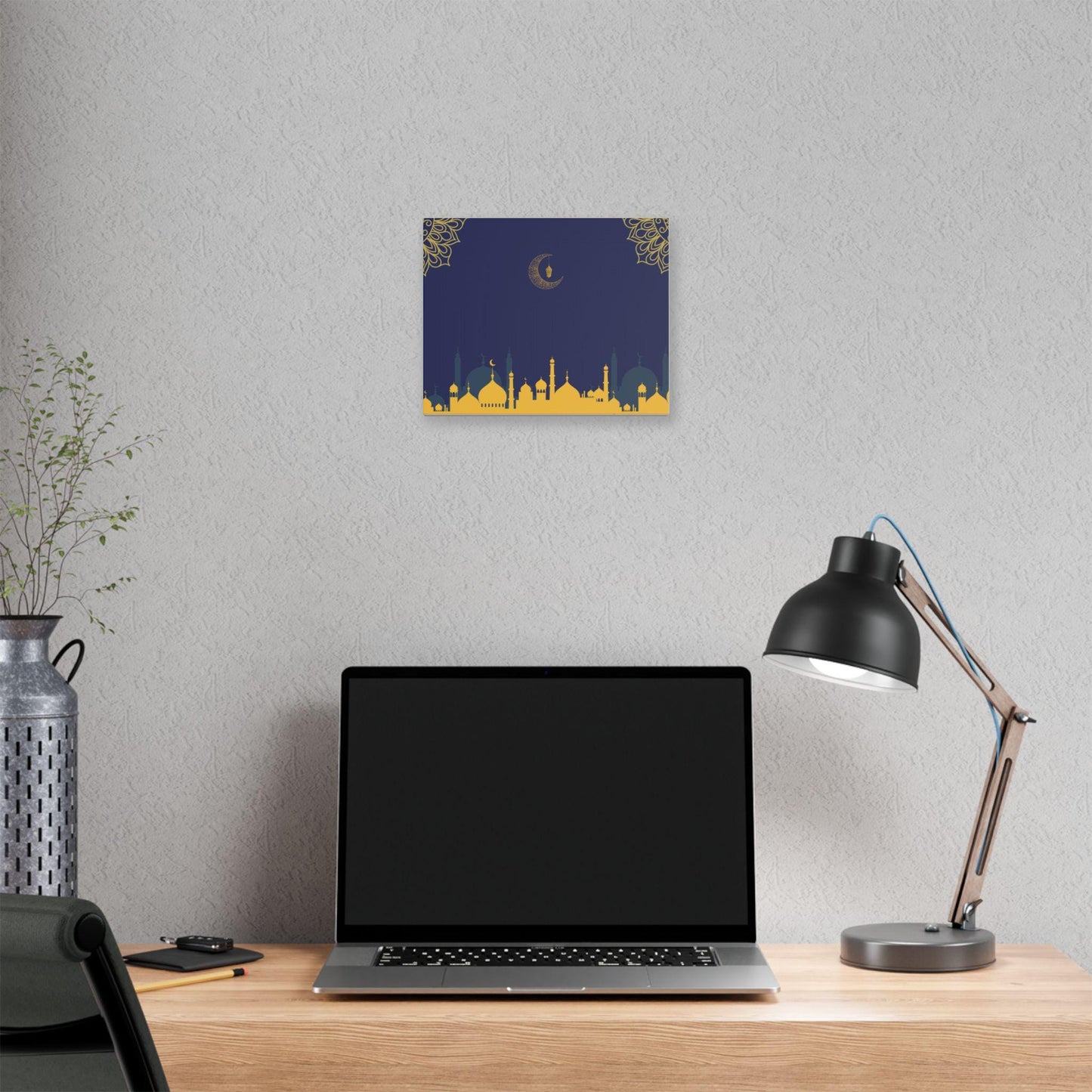 Islamic Crescent Mosque Skyline Classic Stretched Canvas | Ramadan Eid Wall Art