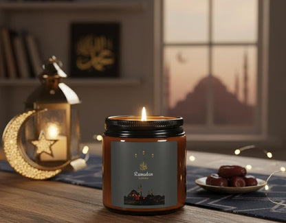 Ramadan Mosque Scene Candle | Soy Wax Amber Jar