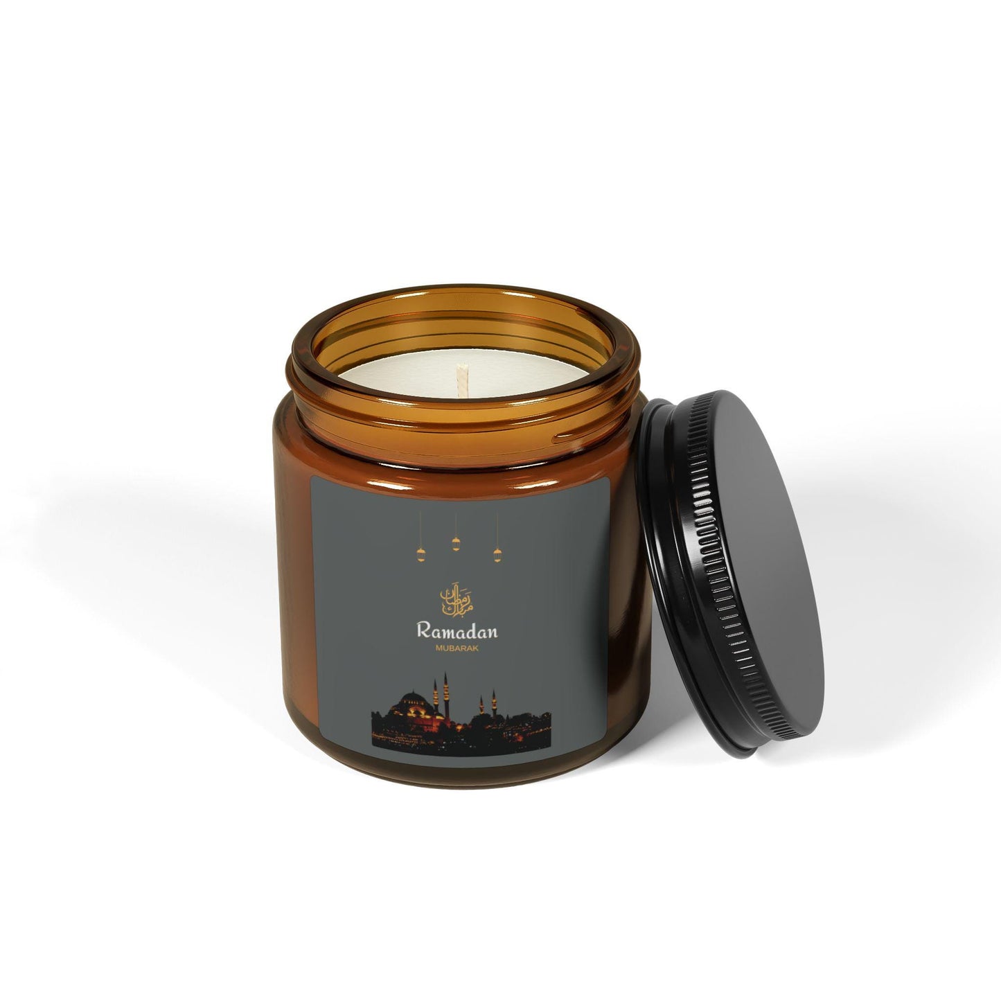 Ramadan Mosque Scene Candle | Soy Wax Amber Jar
