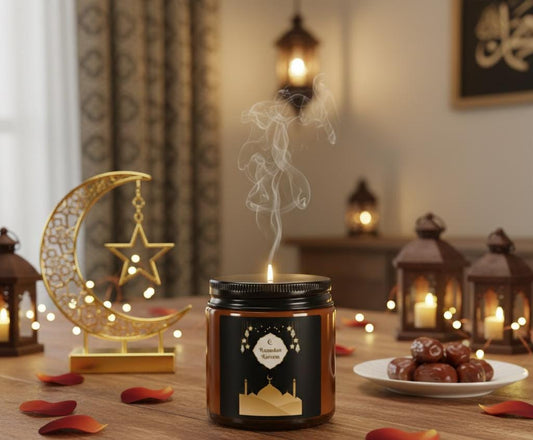 Ramadan Kareem Mosque Candle | Soy Candle in Amber Jar