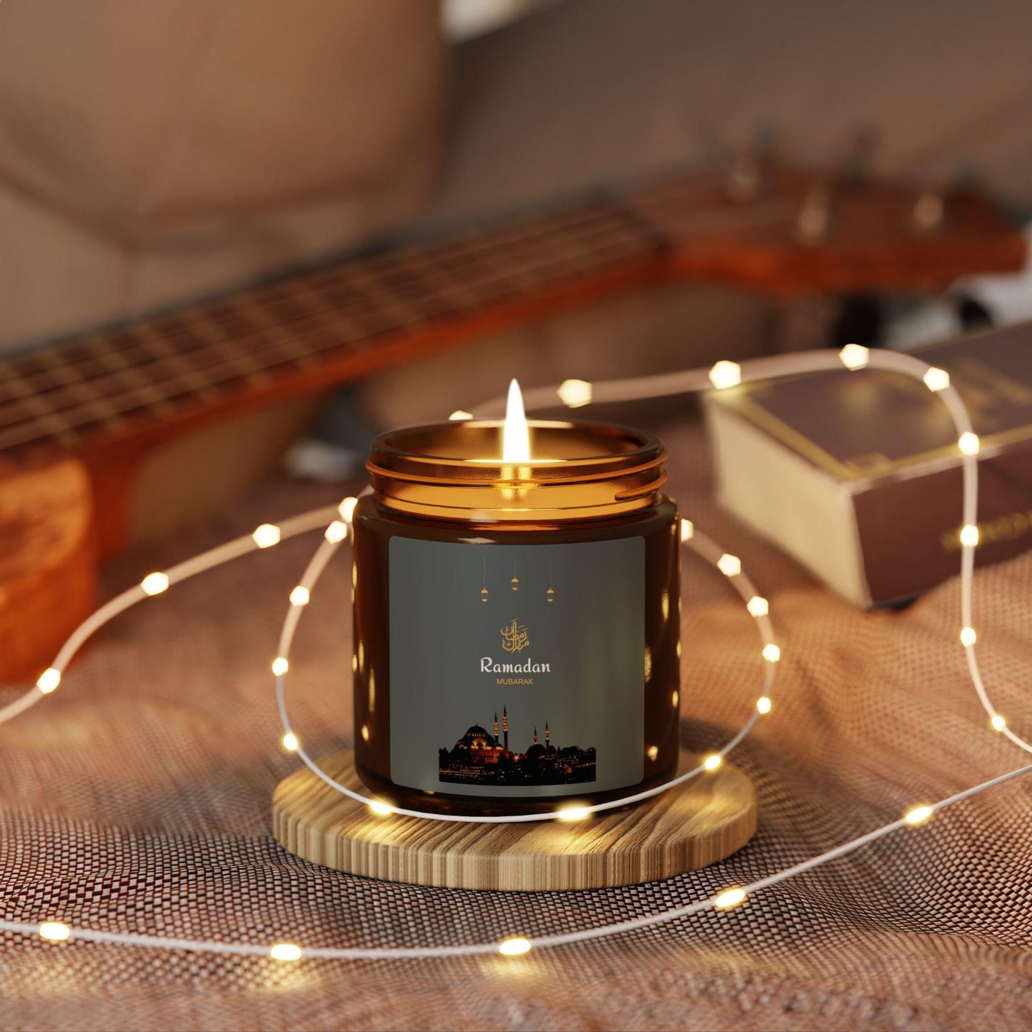 Ramadan Mosque Scene Candle | Soy Wax Amber Jar
