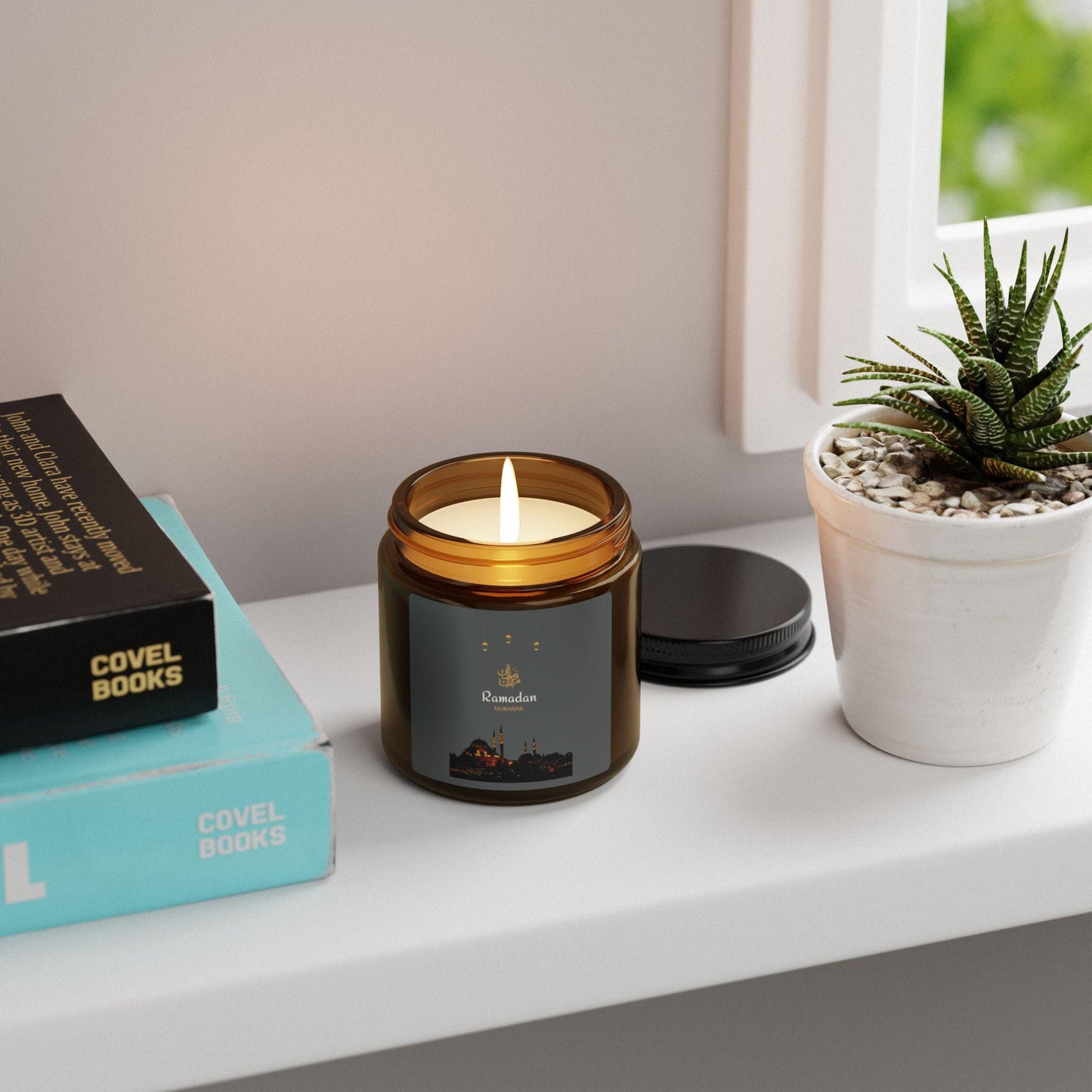 Ramadan Mosque Scene Candle | Soy Wax Amber Jar
